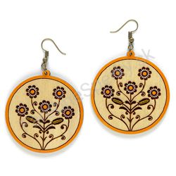 Drevené handmade ľudové náušnice -