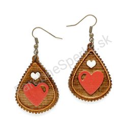 Drevené handmade ľudové náušnice -