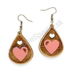 Drevené handmade ľudové náušnice -