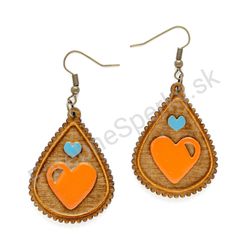 Drevené handmade ľudové náušnice -