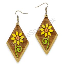 Drevené handmade ľudové náušnice -