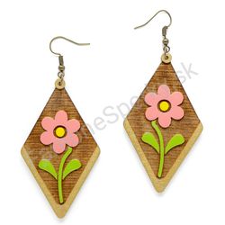 Drevené handmade ľudové náušnice -