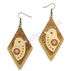 Drevené handmade ľudové náušnice -