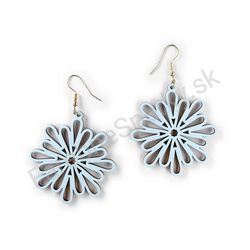 Drevené visiace čipkované náušnice - Snowflake (kruhové), modré