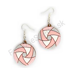 Drevené visiace geometrické náušnice - Hexa Spin (kruhové), ružové