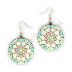 Drevené handmade mandala náušnice - Radiant Quadrants