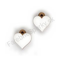 Drevené handmade srdiečkové náušnice - Pure Heart (biele, malé)
