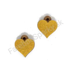 Drevené handmade srdiečkové náušnice - Pure Heart (zlaté, malé)