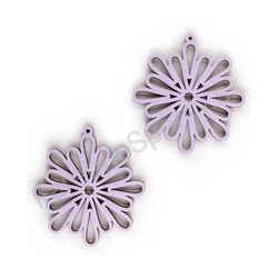 Drevené visiace čipkované náušnice - Snowflake (nepravidelné), fialové