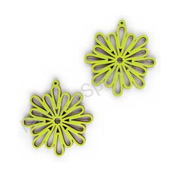 Drevené visiace čipkované náušnice - Snowflake (nepravidelné), zelené 1