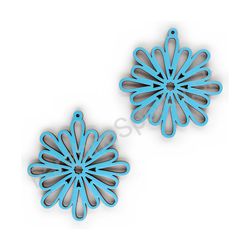Drevené visiace čipkované náušnice - Snowflake (nepravidelné), modré 2