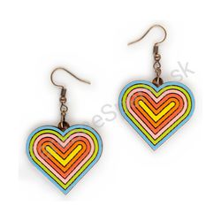 Drevené handmade srdiečkové náušnice - Nested Love