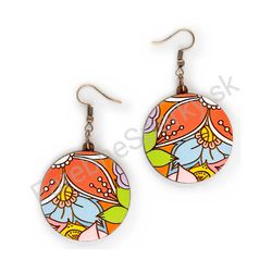 Drevené handmade kvetinkové náušnice - Hippie Blossom 1