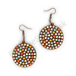 Drevené handmade mandala náušnice - Mandala Dots
