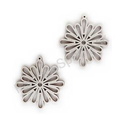 Drevené visiace čipkované náušnice - Snowflake (nepravidelné), strieborné
